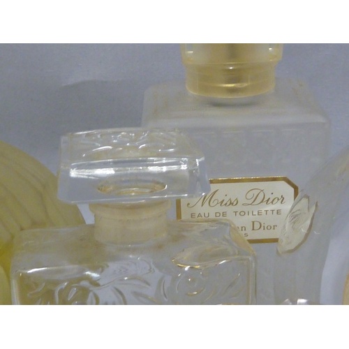 97 - Commercial Perfume bottles - Lalique for Mitsouko, Guerlain, bottle and stopper, original paper labe... 