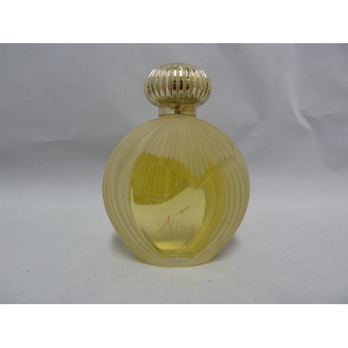 97 - Commercial Perfume bottles - Lalique for Mitsouko, Guerlain, bottle and stopper, original paper labe... 