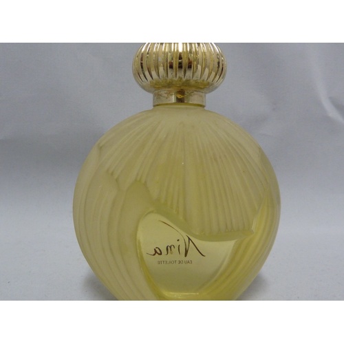 97 - Commercial Perfume bottles - Lalique for Mitsouko, Guerlain, bottle and stopper, original paper labe... 