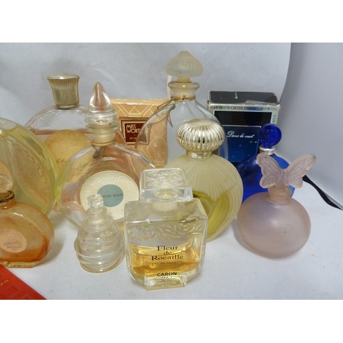 97 - Commercial Perfume bottles - Lalique for Mitsouko, Guerlain, bottle and stopper, original paper labe... 