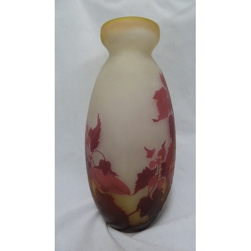 182 - Emile Galle - a large cameo glass vase, of ovoid form, cased in pink tones and cut through to a fros... 