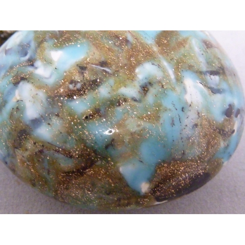 155 - Venetian Glass - a perfume bottle of turquoise, cobalt blue and white with aventurine inclusions, mo... 