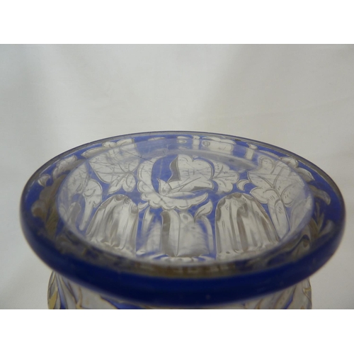 80 - Hermann Pautsch for Haida - a cameo cut beaker vase, for the Persian market, the cobalt blue overlay... 