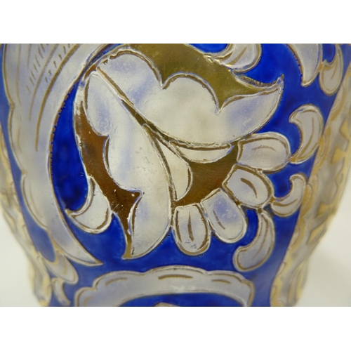 80 - Hermann Pautsch for Haida - a cameo cut beaker vase, for the Persian market, the cobalt blue overlay... 