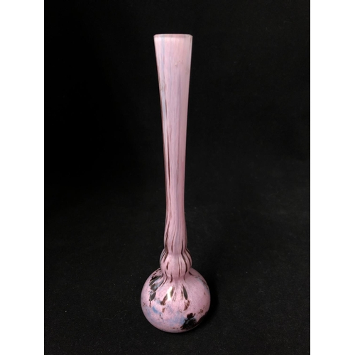 166 - French Glass - Andre Delatte or Schneider, a variegated pink glass Berluze vase, of fine tapering cy... 