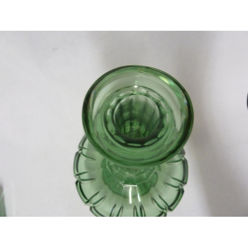 214 - English Glass - possibly Richardsons, a large emerald green glass decanter, the lobed and fluted bod... 