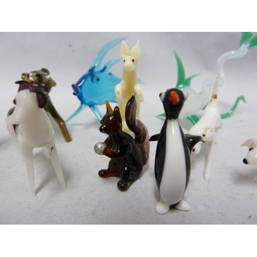 83 - Lampwork Glass - ten glass animals and fish, including dogs, a tiger, squirrel and pig, 10cm max (10... 