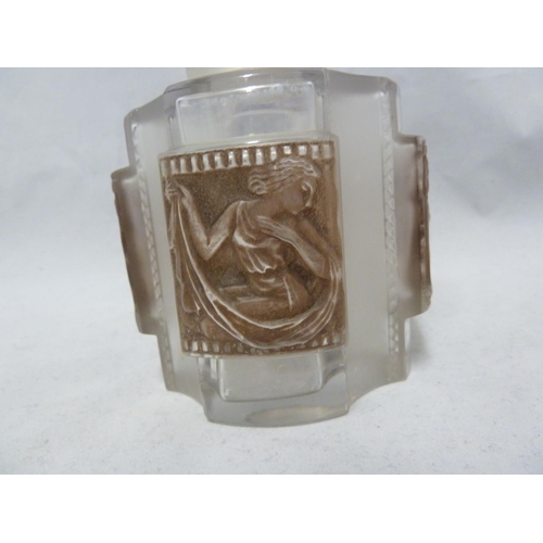 99 - Lalique - a Helene garniture de toilette size glass perfume bottle and cover, with rare internal gla... 