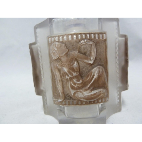 99 - Lalique - a Helene garniture de toilette size glass perfume bottle and cover, with rare internal gla... 