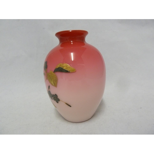 168 - Harrach - a peach blow glass vase of ovoid form, the ground graduated from deep rose pink to pale al... 