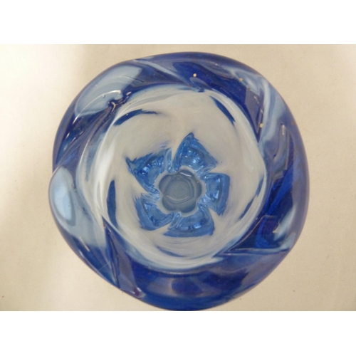 30 - William Wilson for Whitefriars - a 9386 twisty lobed glass vase, Sapphire Blue colour, 19.5cm high a... 