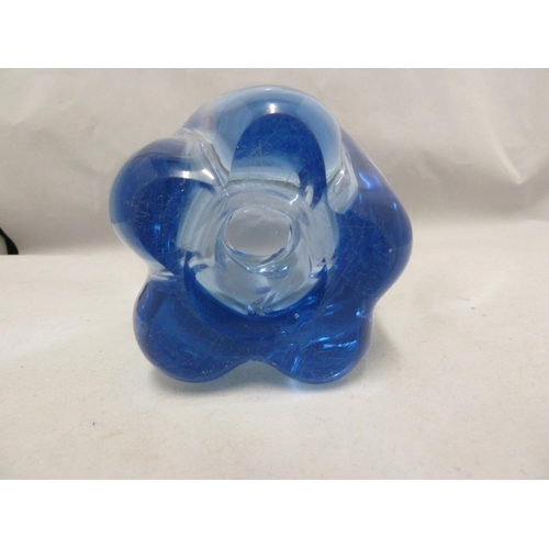 30 - William Wilson for Whitefriars - a 9386 twisty lobed glass vase, Sapphire Blue colour, 19.5cm high a... 