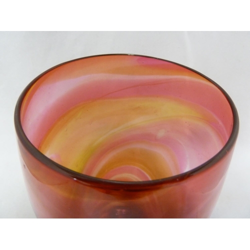 31 - Whitefriars - a 8608 glass vase, unusually in amber and ruby streaky glass, Circa 1930, 22.7cm appro... 