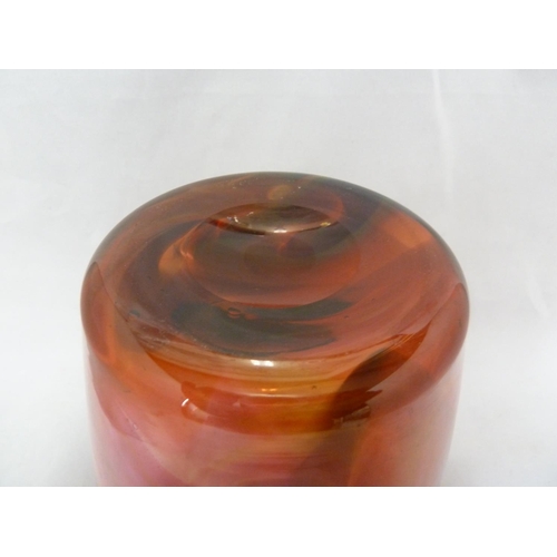 31 - Whitefriars - a 8608 glass vase, unusually in amber and ruby streaky glass, Circa 1930, 22.7cm appro... 