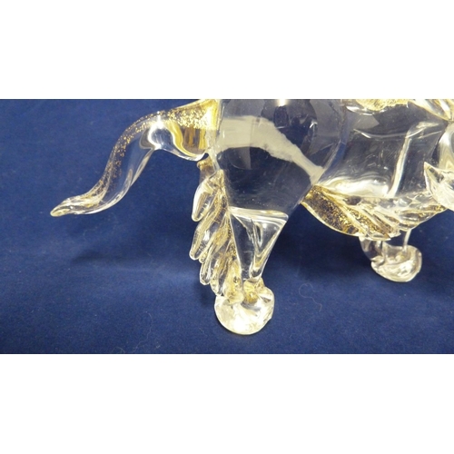 72 - Murano Glass - The Lion of Venice a colourless glass figure with gold inclusions, modelled after the... 