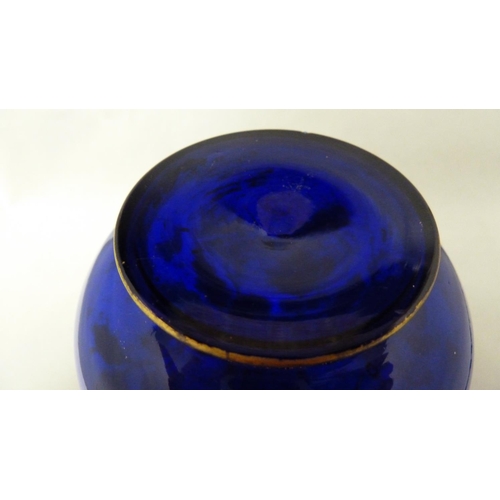 177 - Moser - a cobalt blue bottle vase, enamelled and gilded with oak leaves and branches and acorns,  18... 