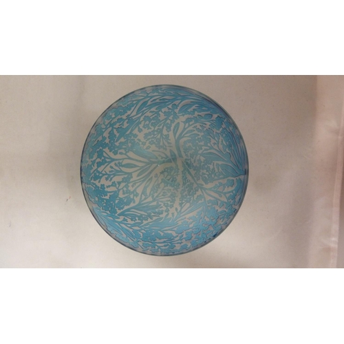 40 - Louise Hawkins for Loco Glass - Forget Me Not, a sand carved reverse cameo bowl, in forget me not bl... 