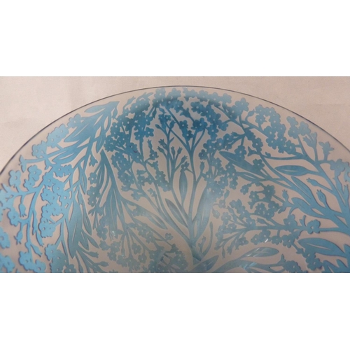 40 - Louise Hawkins for Loco Glass - Forget Me Not, a sand carved reverse cameo bowl, in forget me not bl... 