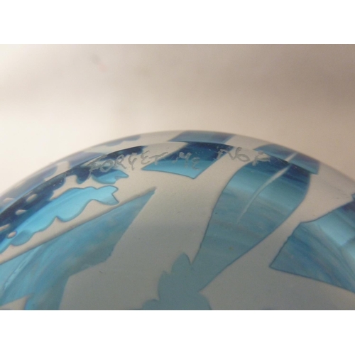 40 - Louise Hawkins for Loco Glass - Forget Me Not, a sand carved reverse cameo bowl, in forget me not bl... 