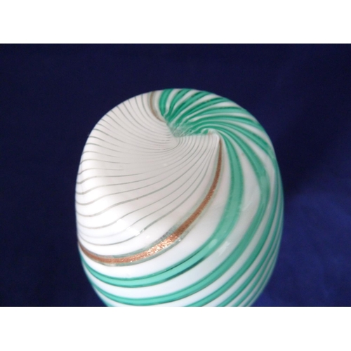 73 - Murano Glass, style of Dino Maartens - a glass vase of turquoise, white and aventurine spiralled can... 