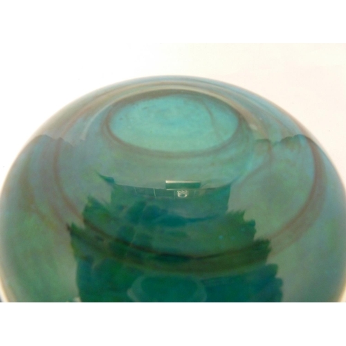 20 - Mdina glass - a Chinese bowl, of sand, green and blue colour applied with 3 colourless glass 'charac... 