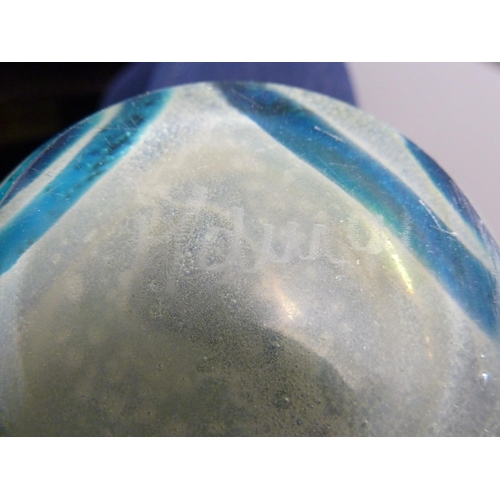 21 - Mdina glass - a Rosenthal bowl, of blue swirls on a sand  graduating to white coloured ground, hand ... 