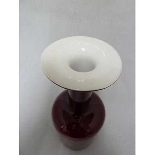 52 - Holmegaard -  Gulvvase, a glass bottle vase of cherry red over white with wide flared upper rim, 24.... 