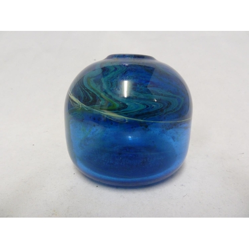 3 - Isle of Wight Glass - a Seaward colour vase, of globular form with slightly protruding rim, deep blu... 