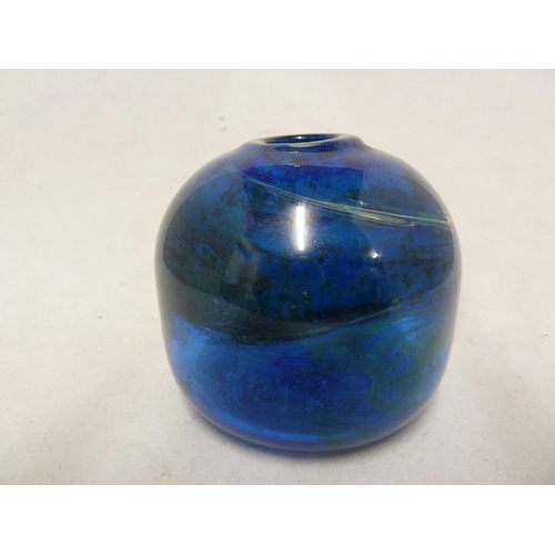 3 - Isle of Wight Glass - a Seaward colour vase, of globular form with slightly protruding rim, deep blu... 