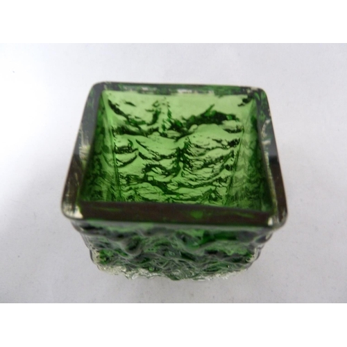 37 - Whitefriars - a Meadow Green glass Coffin form vase, 13cm high