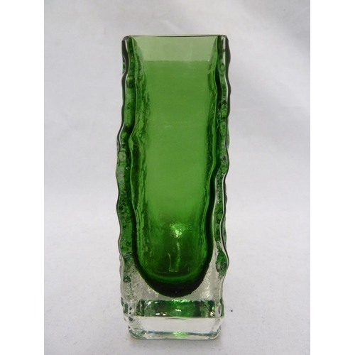 37 - Whitefriars - a Meadow Green glass Coffin form vase, 13cm high