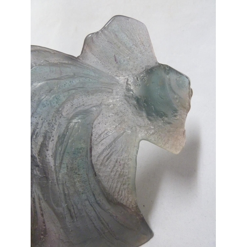 180 - Daum - a Pate de Verre glass sculpture of two exotic fish, in tones of blue and pink moulded facsimi... 