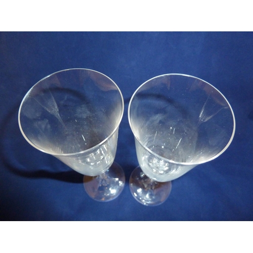 104 - Lalique - two Treves pattern champagne flutes, designed 1955 discontinued 2006, Lalique France scrip... 