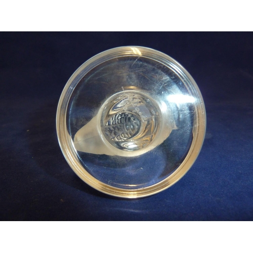 108 - Lalique - a Pax glass cachet, modelled with a frosted glass figure of a dove / bird to the centre of... 