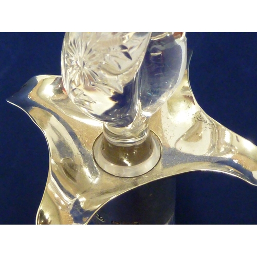 242 - Stevens & Williams - a silver mounted colourless glass decanter and stopper, the conical body with w... 