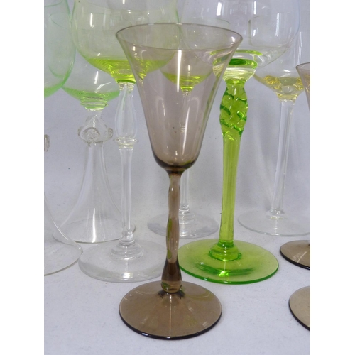 48 - Continental Glass - 10 various stem glasses, including four Orrefors sandvik Astrid shape wine glass... 