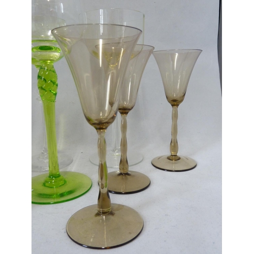 48 - Continental Glass - 10 various stem glasses, including four Orrefors sandvik Astrid shape wine glass... 