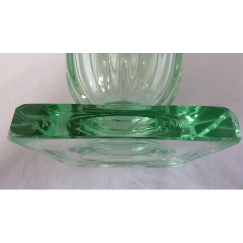 181 - Daum - a translucent sea green urn vase, of ribbed trumpet form on a canted square base, Engraved Da... 