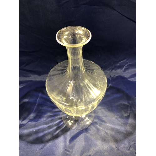 233 - Harry Powell for James Powell and Sons, Whitefriars- A unusual glass decanter of ribbed shouldered o... 