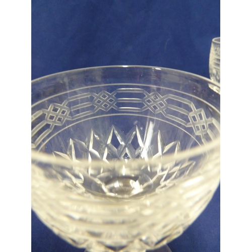 199 - English Glass - A set of 12 port wine glasses, cut and engraved with a Gothic knot border in Pugin s... 