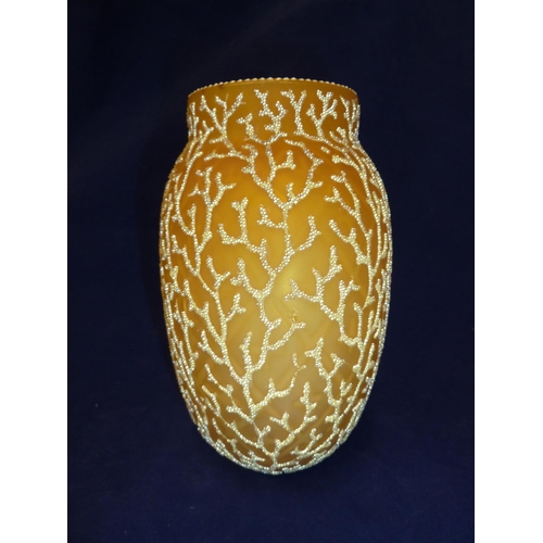 206 - Thomas Webb - a Coralean glass vase, the granulated finish of yellow applied in a coral pattern on a... 