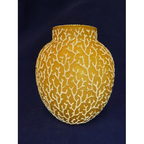 206 - Thomas Webb - a Coralean glass vase, the granulated finish of yellow applied in a coral pattern on a... 