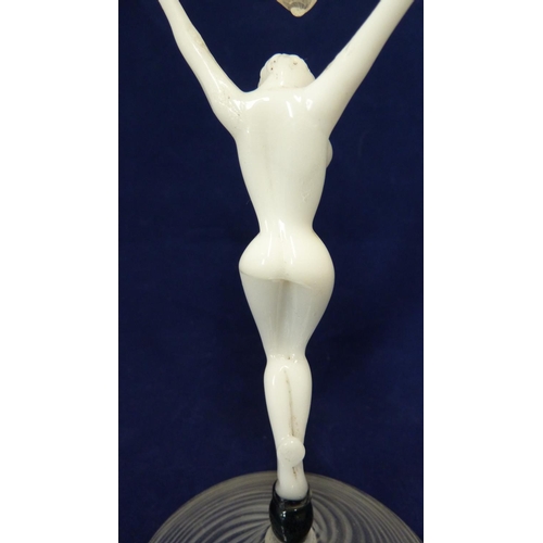 88 - Istvan Komaromy - a glass figural goblet, the stem of a naked female form in white glass with arms o... 