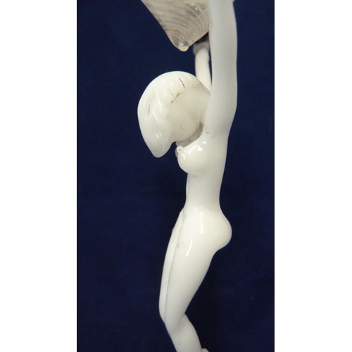 88 - Istvan Komaromy - a glass figural goblet, the stem of a naked female form in white glass with arms o... 