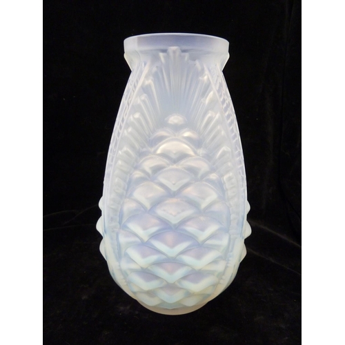 131 - Sabino - a Pineapple opalescent glass vase, marked to base Sabino, France, 26cm high