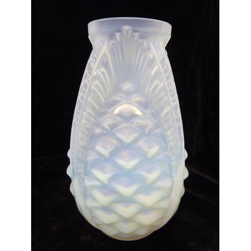 131 - Sabino - a Pineapple opalescent glass vase, marked to base Sabino, France, 26cm high