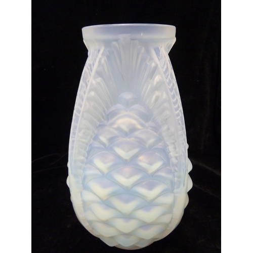 131 - Sabino - a Pineapple opalescent glass vase, marked to base Sabino, France, 26cm high