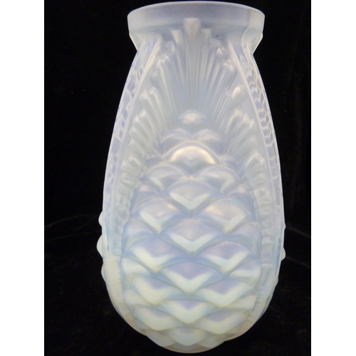 131 - Sabino - a Pineapple opalescent glass vase, marked to base Sabino, France, 26cm high