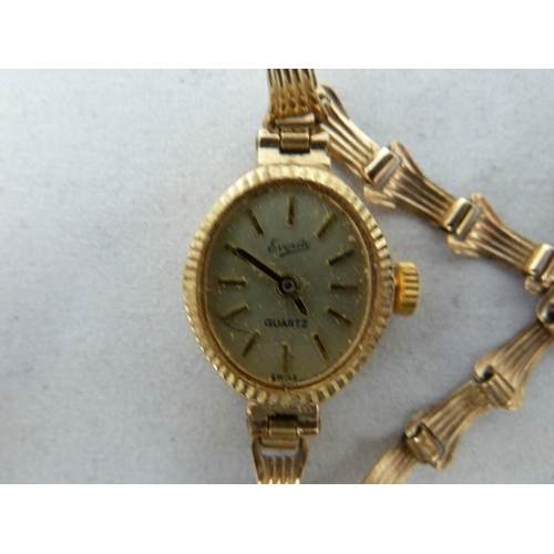 95 - A ladies 9ct gold Everite Quartz wristwatch, 7.3 grms approx