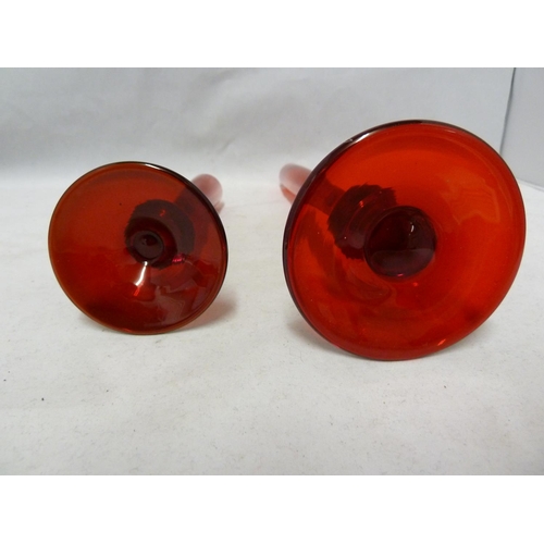 118 - Two Whitefriars 9484 bud vases, in ruby, 27cm and 19cm high (2)